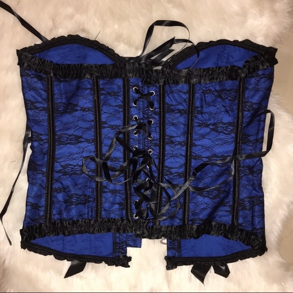 HOST PICK New!! Blue & Black Lace Up Corset - Picture 8 of 8